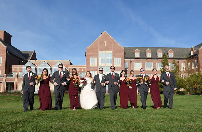 Rebecca & Justin - Burgundy Bliss | Love is All You Need Photography | As seen on TodaysBride.com | Wedding Photography, Fall Wedding, fall groomsmen and bridesmaids