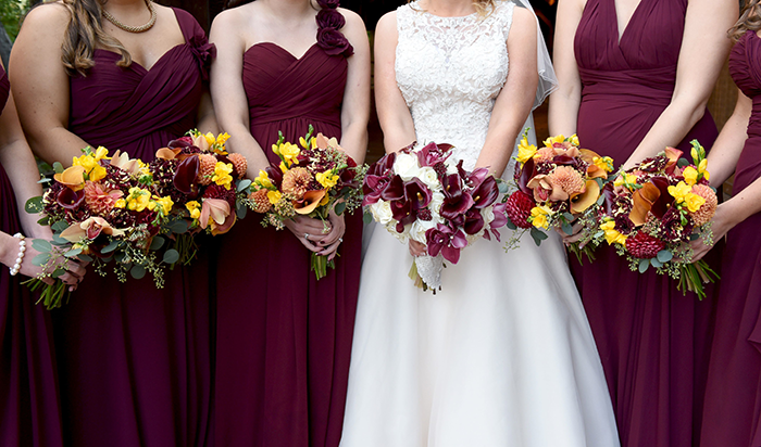 Stacey & Eric - A Cozy Ohio Wedding | Love is All you Need Photography | As seen on TodaysBride.com | Ohio real wedding, blush bridesmaid gowns, succulent bouquets