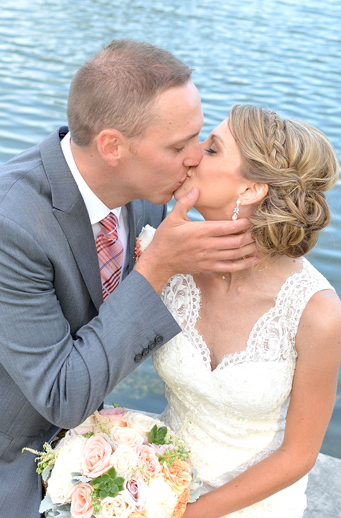 Stacey & Eric - A Cozy Ohio Wedding | Love is All you Need Photography | As seen on TodaysBride.com | Ohio real wedding, blush centerpieces