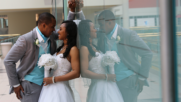 Camille & Tare - Browns Stadium "I Do's" | Photos by JazzyMae Photography | As seen on TodaysBride.com | Real ohio wedding, browns stadium wedding, cleveland, tiffany blue wedding, caribbean wedding, wedding photography,