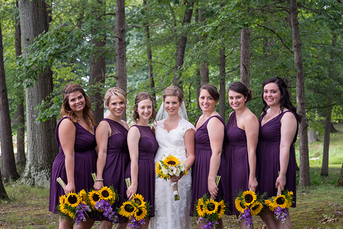 Jessica & Nathan - Fall-ing Head over Heels | three & Eight Photography | Real Ohio Wedding as seen on TodaysBride.com | fall wedding, fall wedding decor, wedding photography, sunflower wedding, purple and sunflower wedding, plum bridesmaid gowns dresses