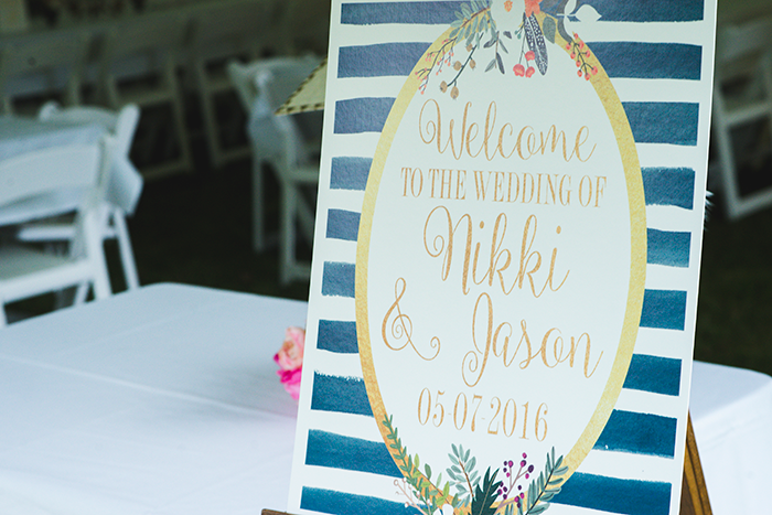 Nicole & Jason - Bright Backyard Wedding | Hai Bales Photography | As seen on Todaysbride.com Real Ohio Weddings | navy and gold wedding, ohio wedding, wedding photography, youngstown wedding, preppy wedding, unique wedding decor, wedding signs