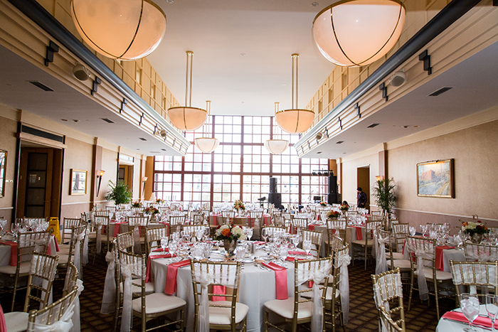 Ashley & Brad - The Club at Key Center Wedding | Orchard Photography | Real Ohio Wedding as seen on Todaysbride.com | Cleveland wedding, wedding photography, chiavari chairs, gold and coral wedding decor, the club at key center ohio