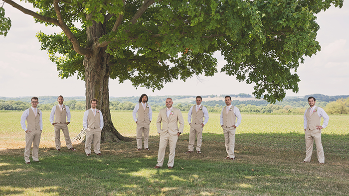 Amanda & Shawn - The Sweetest Day | Oh Snap! Photography | Real Wedding As seen on TodaysBride.com | Real ohio wedding, blush and gold wedding, wedding photography, blush and gold wedding color pallet groomsmen in tan tuxedos suits