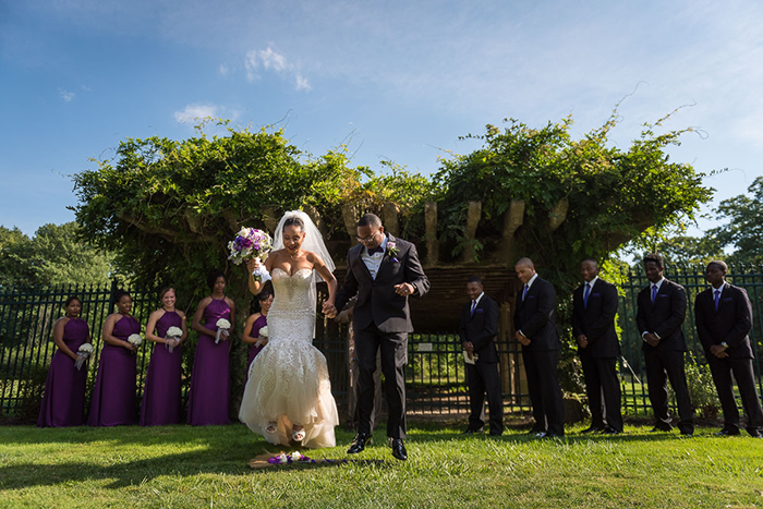 Alexandra & Myles - Fairy Tale Mansion Wedding | Human Artist Photography | As seen on TodaysBride.com | Real ohio wedding fairy tale wedding purple and silver wedding, wedding dress, wedding gown, wedding veil, outdoor wedding jumping the broom