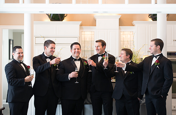 Meghan & Roberto - Seasonal Scarlet Wedding Day | Real Cleveland Ohio Wedding as seen on TodaysBride.com, scarlet red and grey pewter wedding inspiration, elegant wedding groomsmen