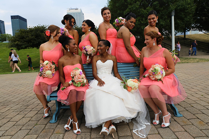 Bryaune & John - Bright Superhero Wedding | JazzyMae Photography | Real Cleveland Ohio wedding as seen on Todaysbride.com, coral and purple wedding, superhero wedding ideas, comic book groomsmen, superhero groomsmen, cleveland wedding,