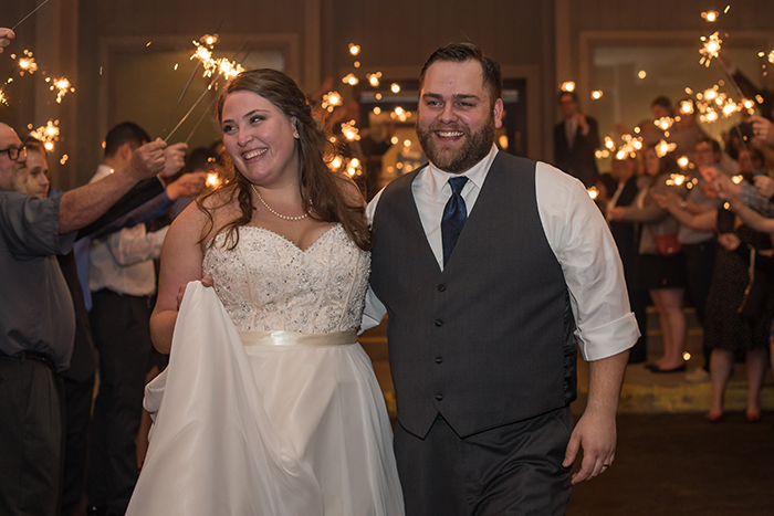 Kelsey & Brandon - Spring Sunflower Wedding, as seen on TodaysBride.com, sabrina hall photography, blue and yellow wedding with sunflowers, plus size bride, blue and yellow wedding colors, sparkler send off, sparkler wedding exit