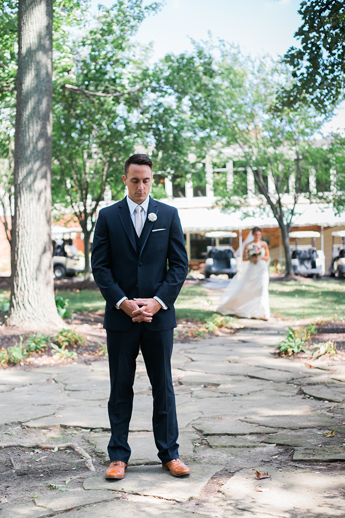 Kelly & Chris - Chagrin Falls Wedding | Orchard photography as seen on TodaysBride.com, ohio wedding, bride, groom, natural wedding, neutral wedding first look pictures