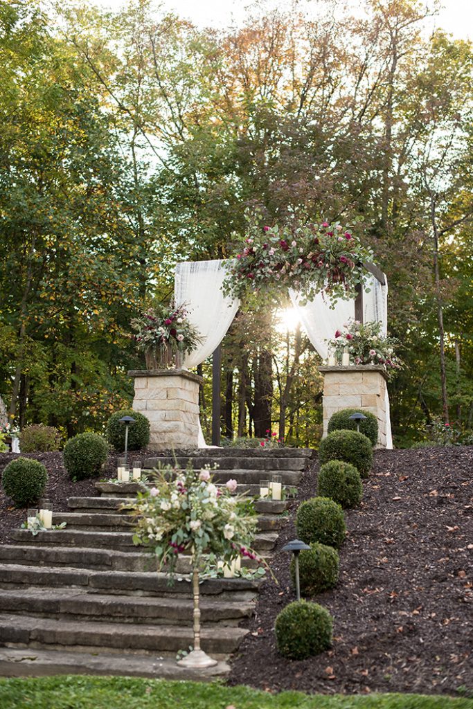 Gorgeous ohio stylized wedding shoot as seen on Today's Bride, photographed by Sabrina Hall Photography. jewel toned wedding inspiration, outdoor wedding, forest wedding, gorgeous wedding, pink wedding decor, garden wedding