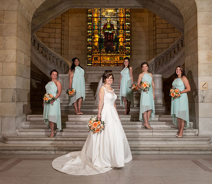 Stephanie & Matthew - Mint & Peach Medina Wedding, mint bridesmaid dresses