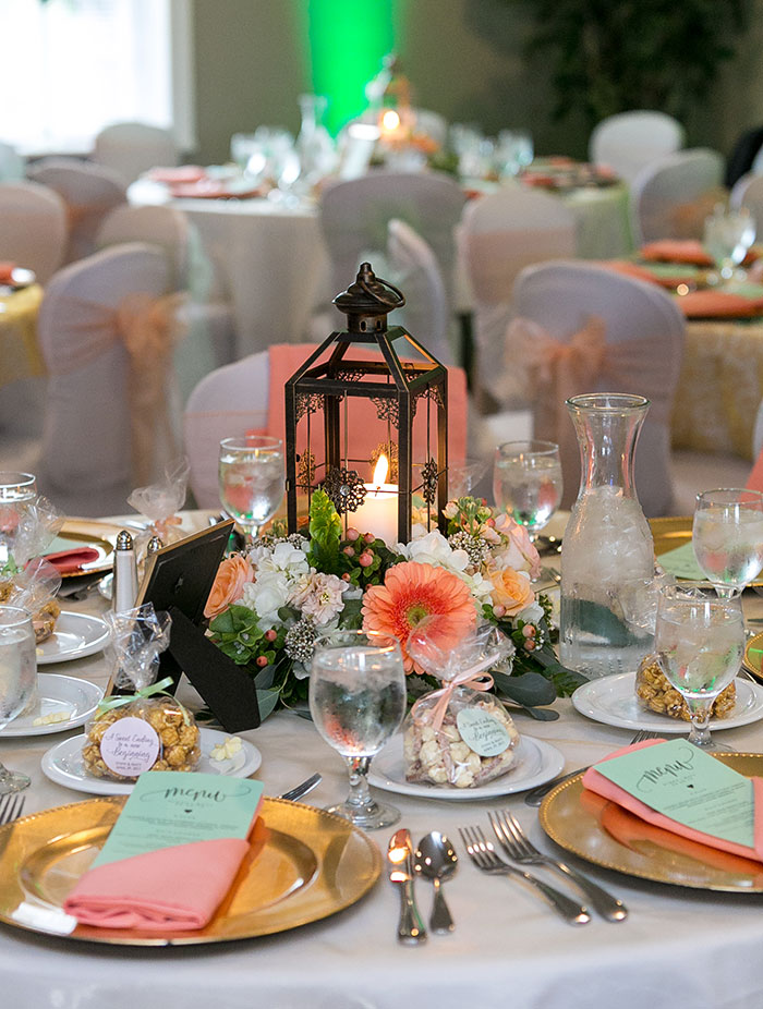 Stephanie & Matthew - Mint & Peach Medina Wedding decor, spring wedding centerpieces, spring wedding ideas