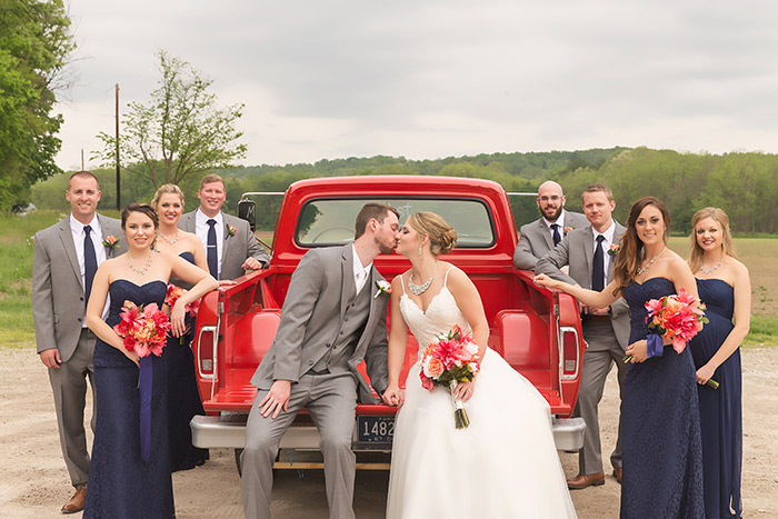 Rachel & Robert - Todaro Party Center Wedding, real wedding, navy and coral wedding, old truck wedding photos, wedding inspiration