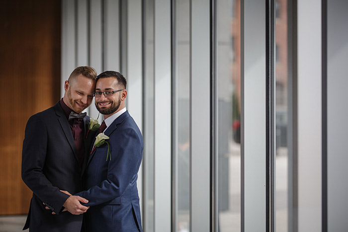 Brent & Marc's Cleveland Skyline Wedding, real wedding, gay wedding, wedding inspiration, navy and burgundy wedding