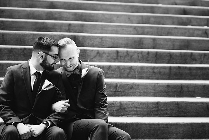 Brent & Marc's Cleveland Skyline Wedding, real wedding, gay wedding, wedding inspiration, navy and burgundy wedding