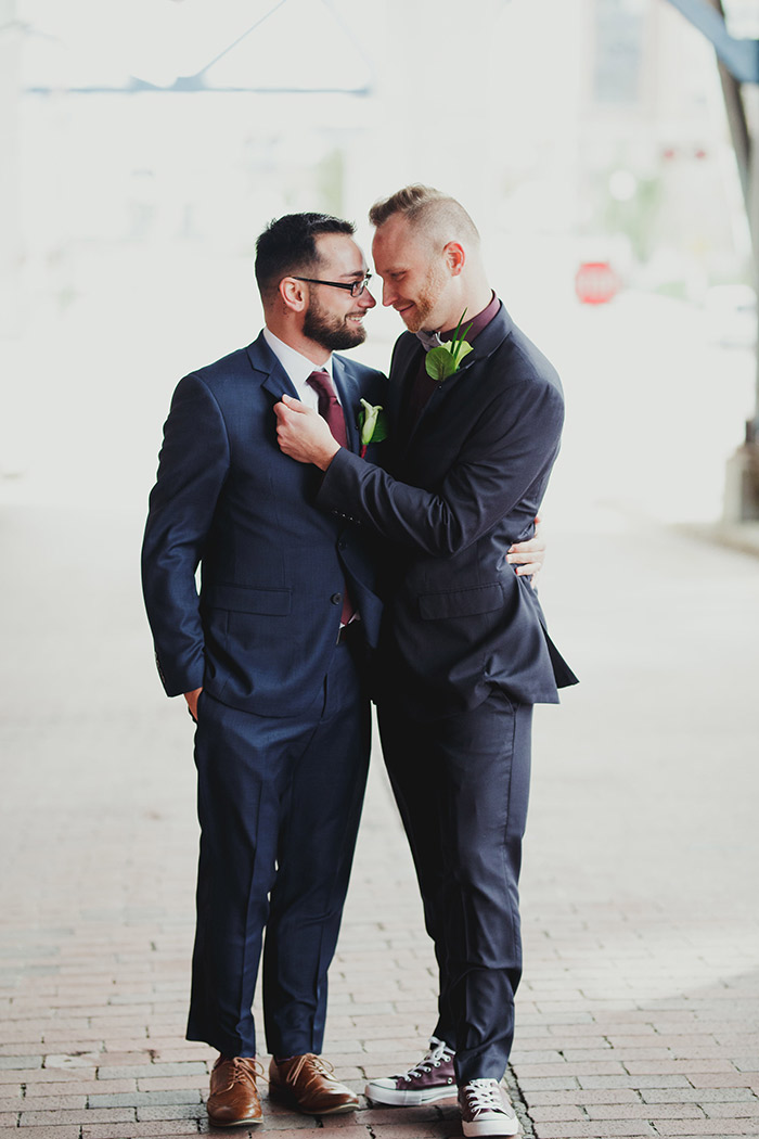 Brent & Marc's Cleveland Skyline Wedding, real wedding, gay wedding, wedding inspiration, navy and burgundy wedding