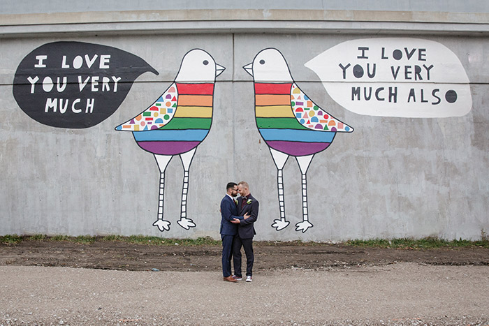 Brent & Marc's Cleveland Skyline Wedding, real wedding, gay wedding, wedding inspiration, navy and burgundy wedding