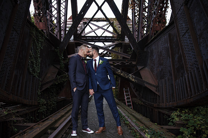 Brent & Marc's Cleveland Skyline Wedding, real wedding, gay wedding, wedding inspiration, navy and burgundy wedding