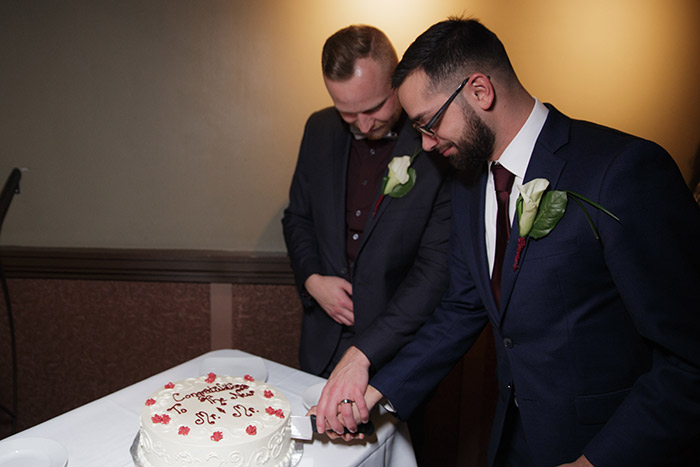 Brent & Marc's Cleveland Skyline Wedding, real wedding, gay wedding, wedding inspiration, navy and burgundy wedding