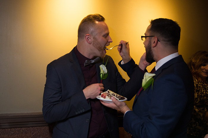 Brent & Marc's Cleveland Skyline Wedding, real wedding, gay wedding, wedding inspiration, navy and burgundy wedding