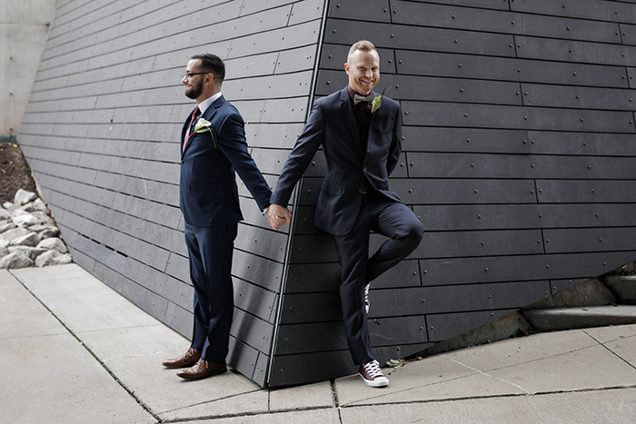 Brent & Marc's Cleveland Skyline Wedding, real wedding, gay wedding, wedding inspiration, navy and burgundy wedding