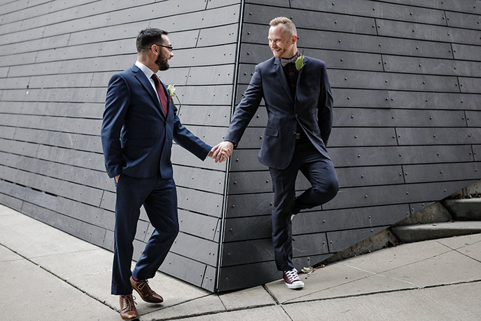 Brent & Marc's Cleveland Skyline Wedding, real wedding, gay wedding, wedding inspiration, navy and burgundy wedding