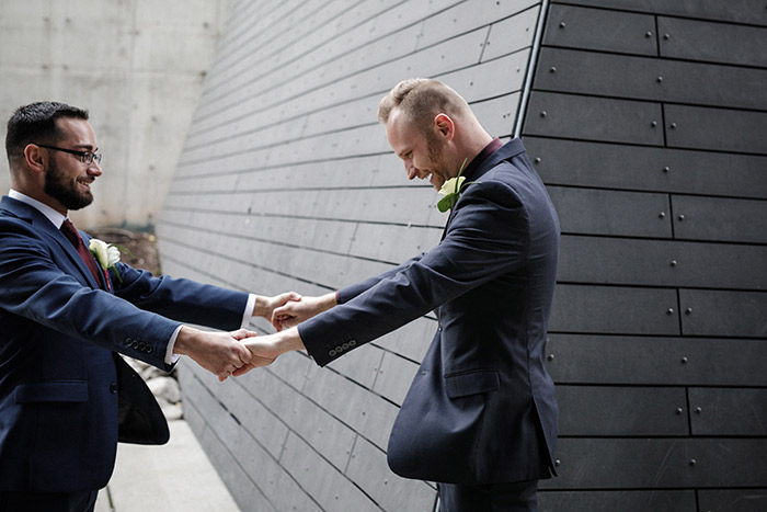 Brent & Marc's Cleveland Skyline Wedding, real wedding, gay wedding, wedding inspiration, navy and burgundy wedding