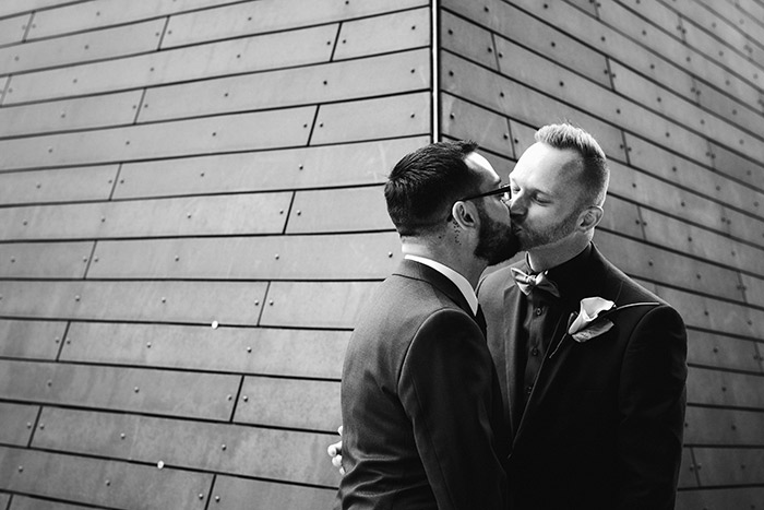 Brent & Marc's Cleveland Skyline Wedding, real wedding, gay wedding, wedding inspiration, navy and burgundy wedding