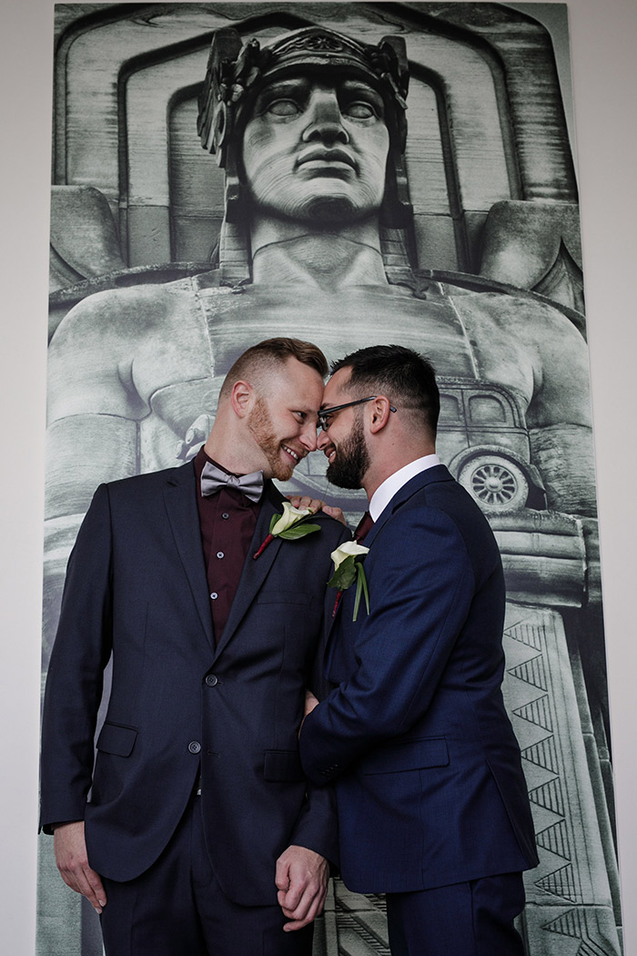 Brent & Marc's Cleveland Skyline Wedding, real wedding, gay wedding, wedding inspiration, navy and burgundy wedding