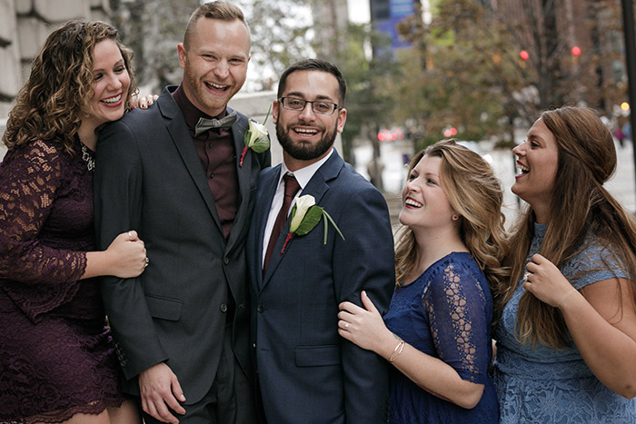 Brent & Marc's Cleveland Skyline Wedding, real wedding, gay wedding, wedding inspiration, navy and burgundy wedding