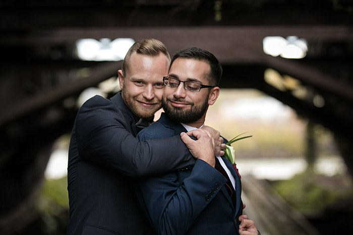 Brent & Marc's Cleveland Skyline Wedding, real wedding, gay wedding, wedding inspiration, navy and burgundy wedding