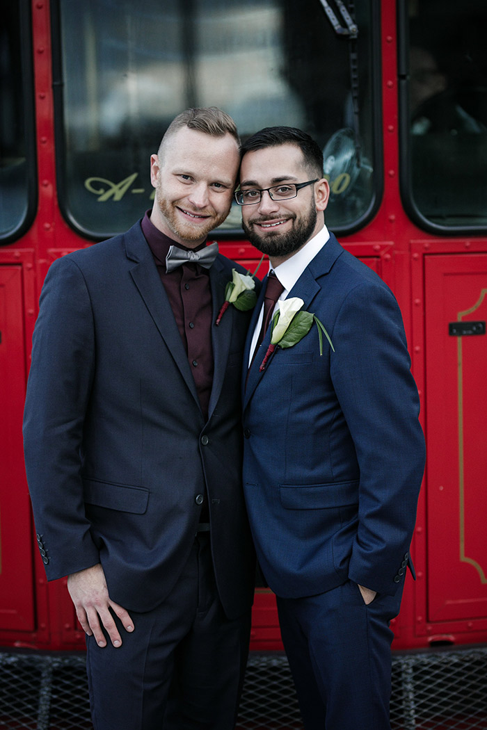 Brent & Marc's Cleveland Skyline Wedding, real wedding, gay wedding, wedding inspiration, navy and burgundy wedding