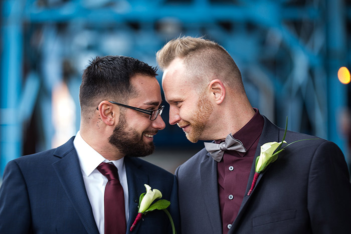 Brent & Marc's Cleveland Skyline Wedding, real wedding, gay wedding, wedding inspiration, navy and burgundy wedding