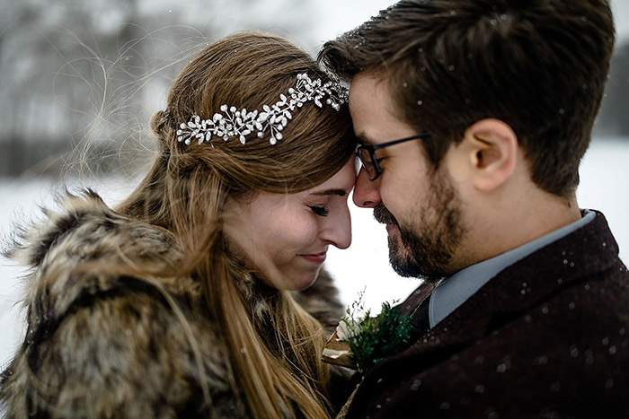 Jessica & James' Intimate Snowfall Wedding, winter wedding, winter wedding ideas, winter wedding inspiration