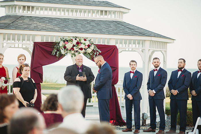 Kari & Tristan's Lodge at Geneva-on-the-Lake Real Wedding, burgundy and navy wedding, ohio wedding, real wedding, bride, groom, destination wedding, lake wedding