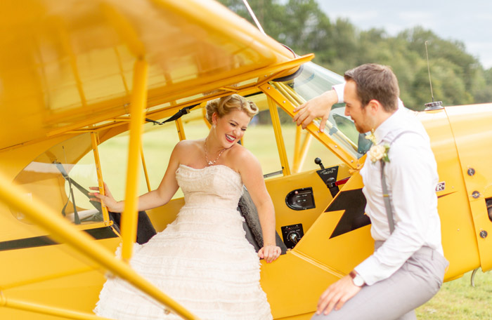 Bride and Groom with Vintage Plane | Torianna Brooke Photography | as seen on TodaysBride.com