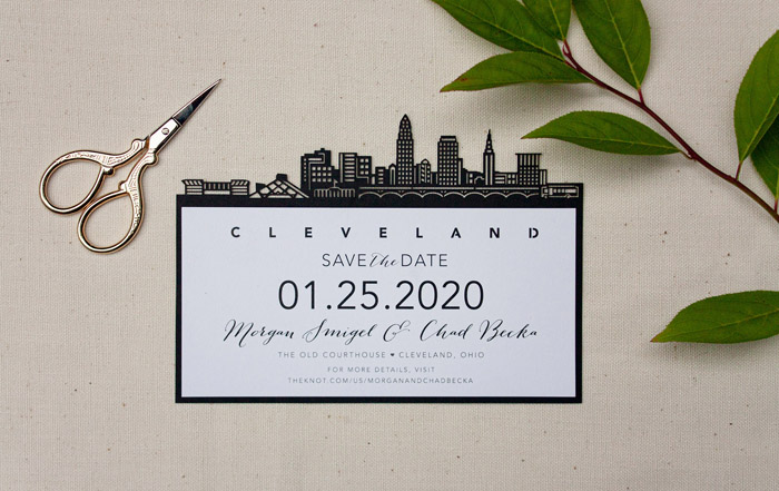 Cleveland Skyline Invitation | Brittney Nichole Design | As seen on TodaysBride.com