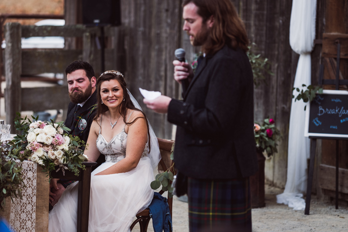 groomsman in kilt giving toast | John Patrick Images | As seen on TodaysBride.com