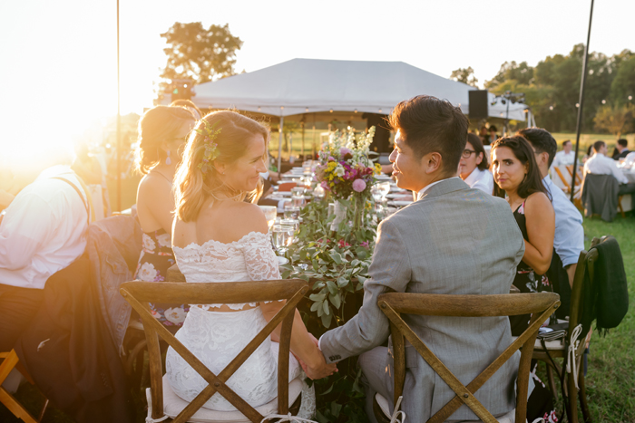 Bride and Groom Smiling at Wedding Reception | Jadie Foto | As seen on TodaysBride.com