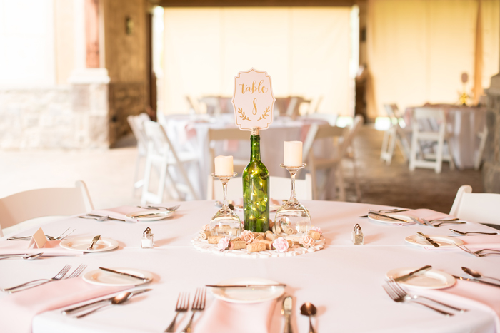 Wine Bottle Centerpiece | Sabrina Hall Photography | As seen on TodaysBride.com