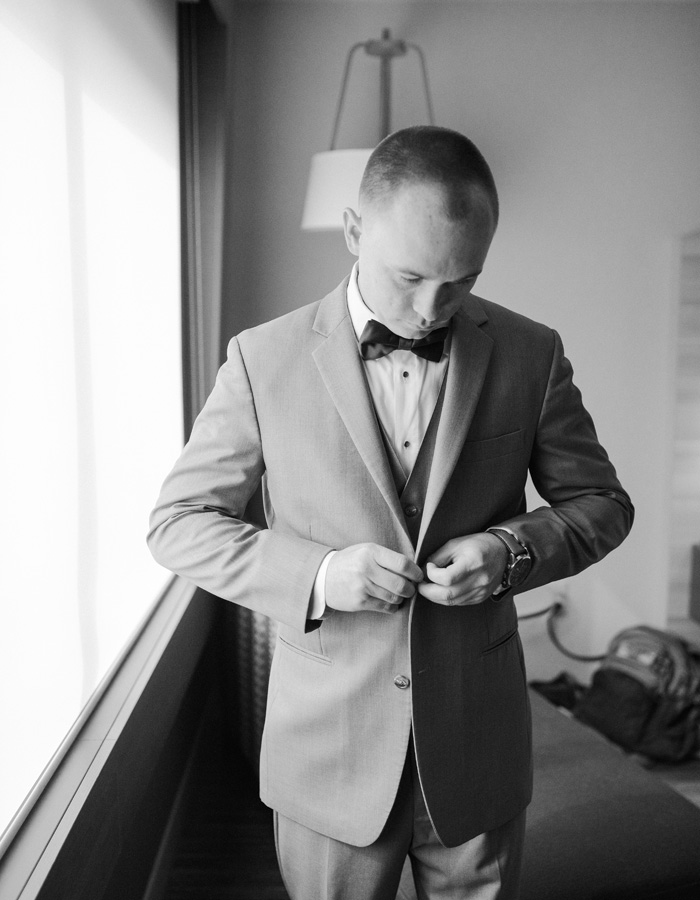 Groom getting ready