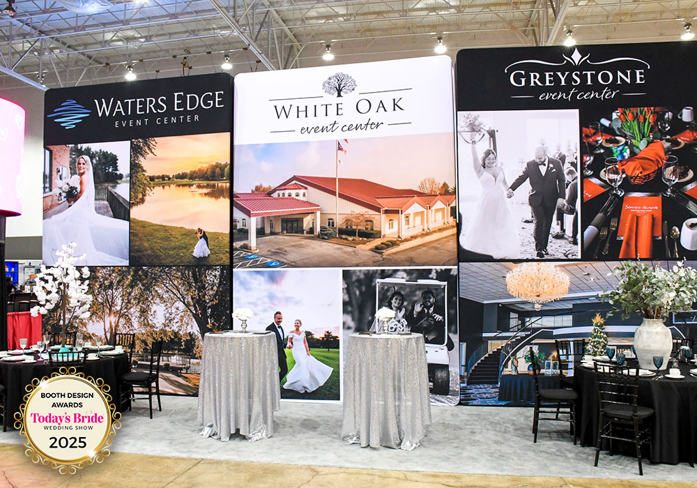 Today's Bride Wedding Show Exhibitor Village Catering with wedding venues Waters Edge Event Center, White Oak Event Center, Greystone Event Center