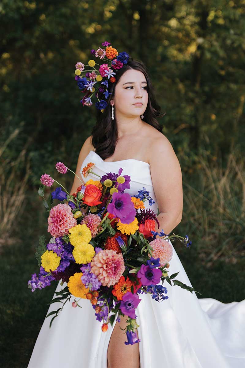 floral wedding bride with bouquet