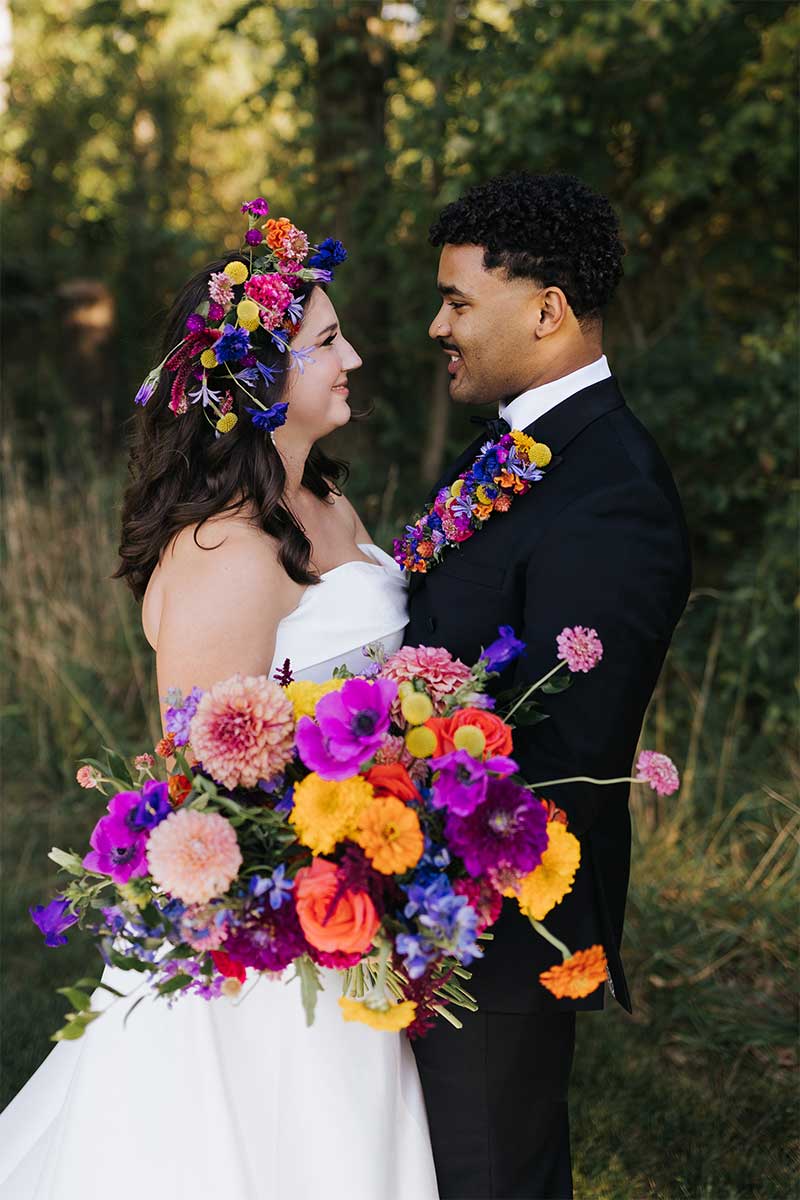 couple smiling at Wayne county wedding