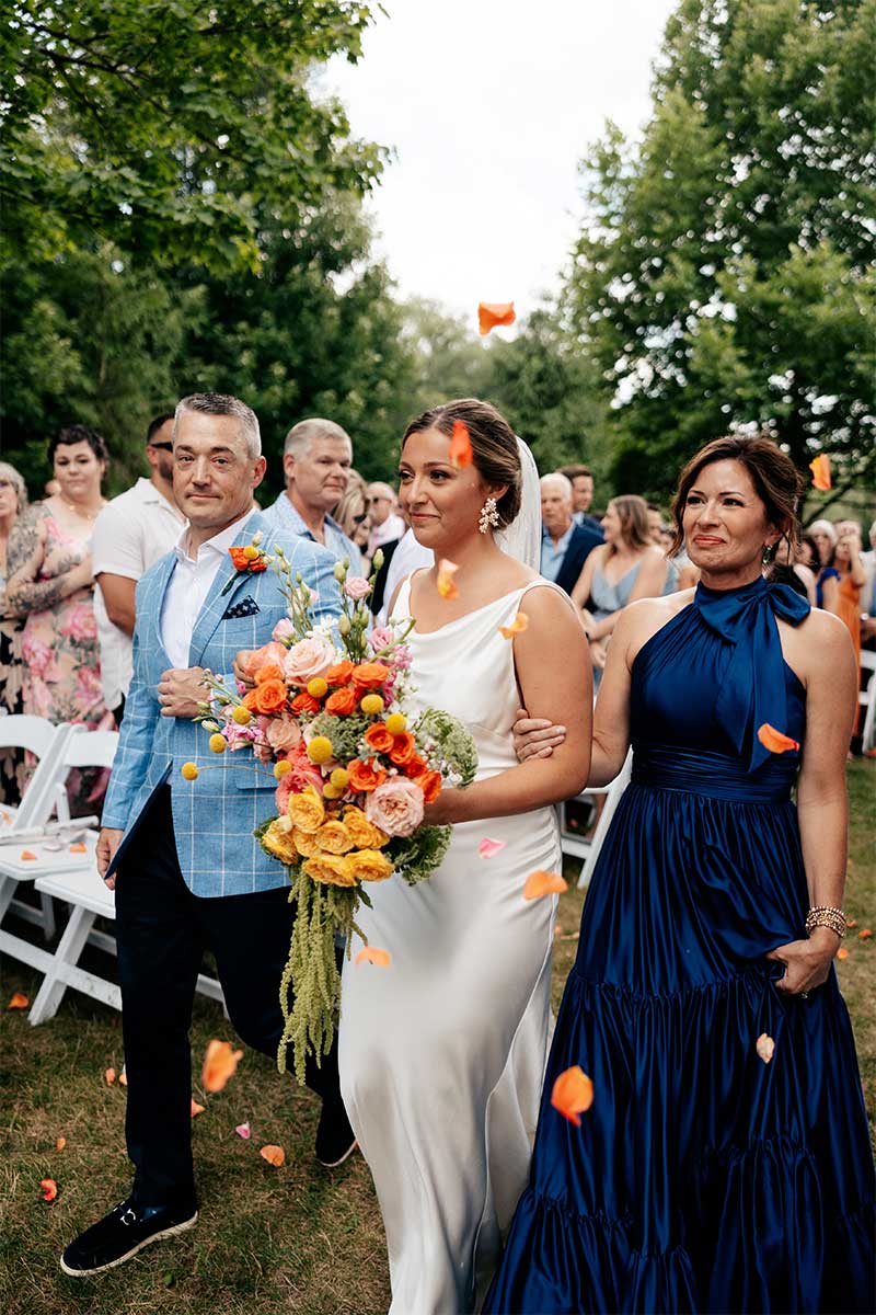 bride walking down the aisle untraditional