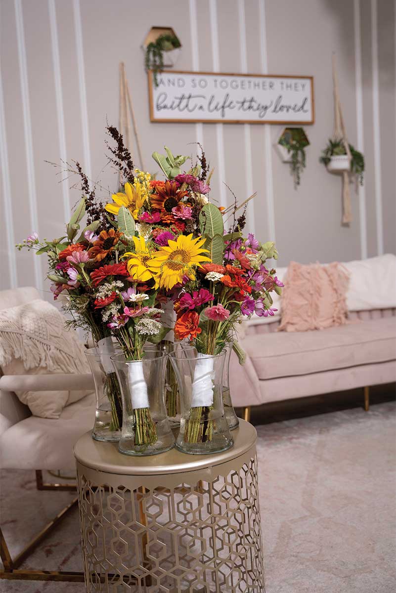 wedding flower bouquet at rustic wedding