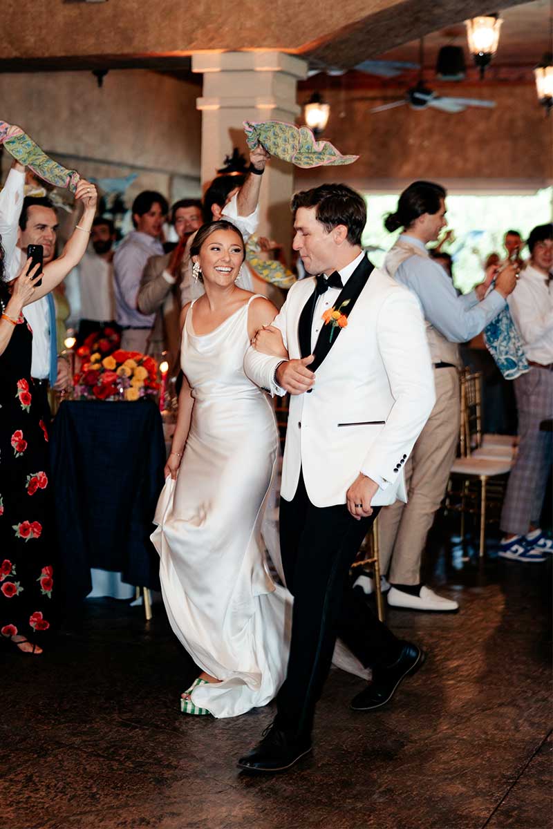 bride and groom at wedding reception