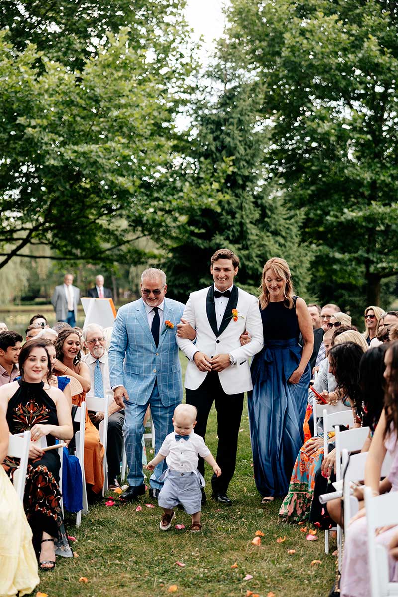 groom walking down aisle at beautiful Canton wedding