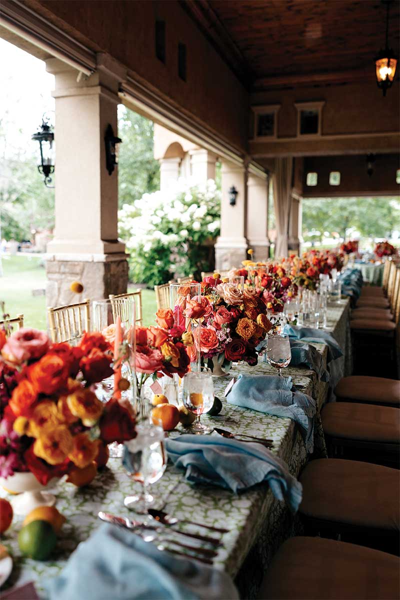 colorful wedding table setup