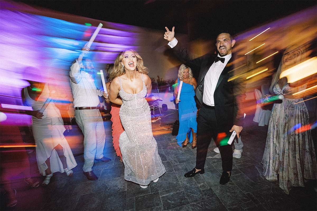 wedding guest having fun